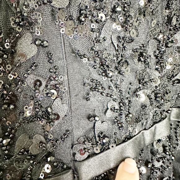 Mac Duggal 20362 Embellished Flutter Sleeve Bow Waist Dress Black Size 14 NEW - Picture 5 of 13